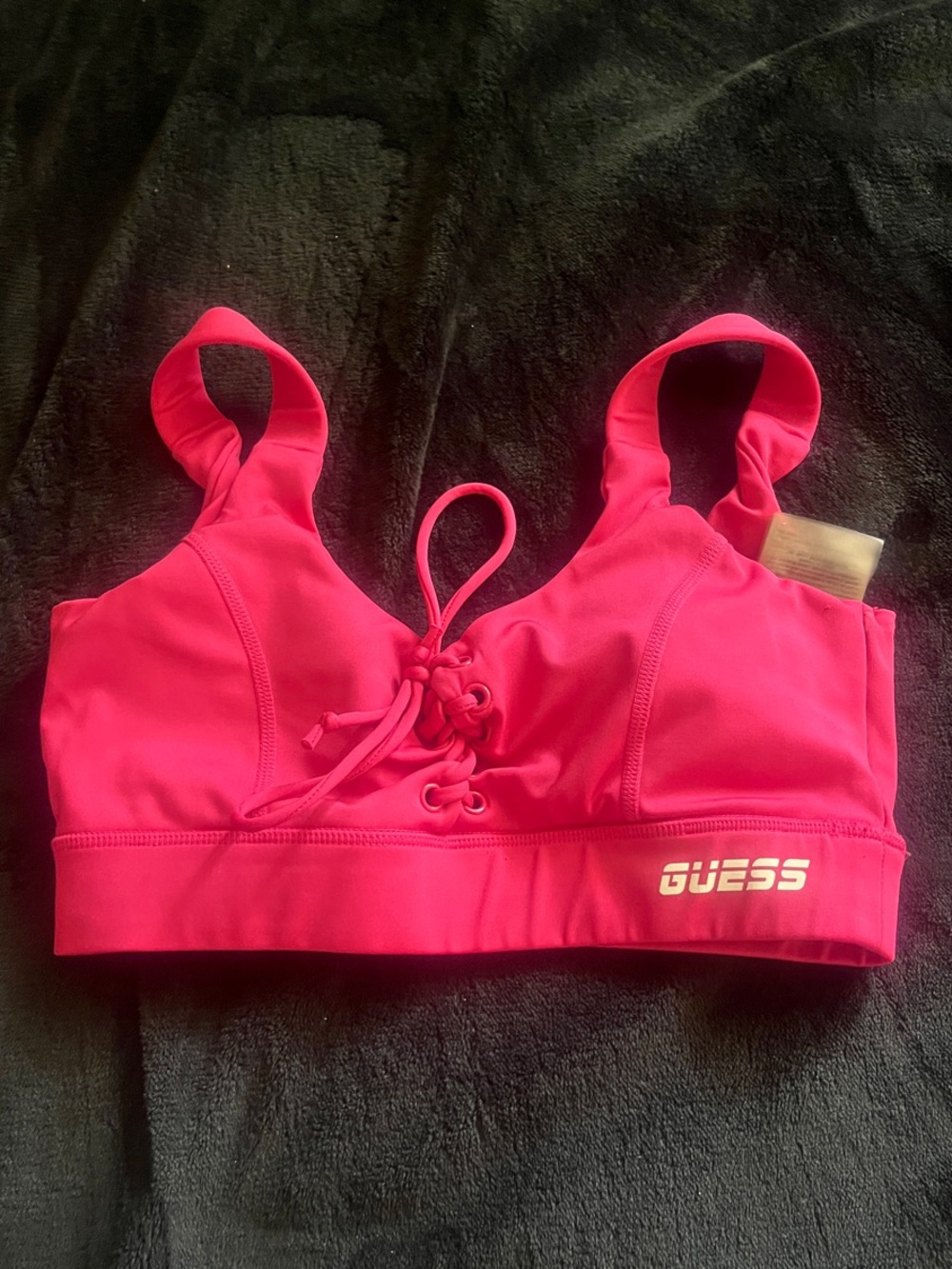 GUESS Neon Pink Lace-Up sports bra Top